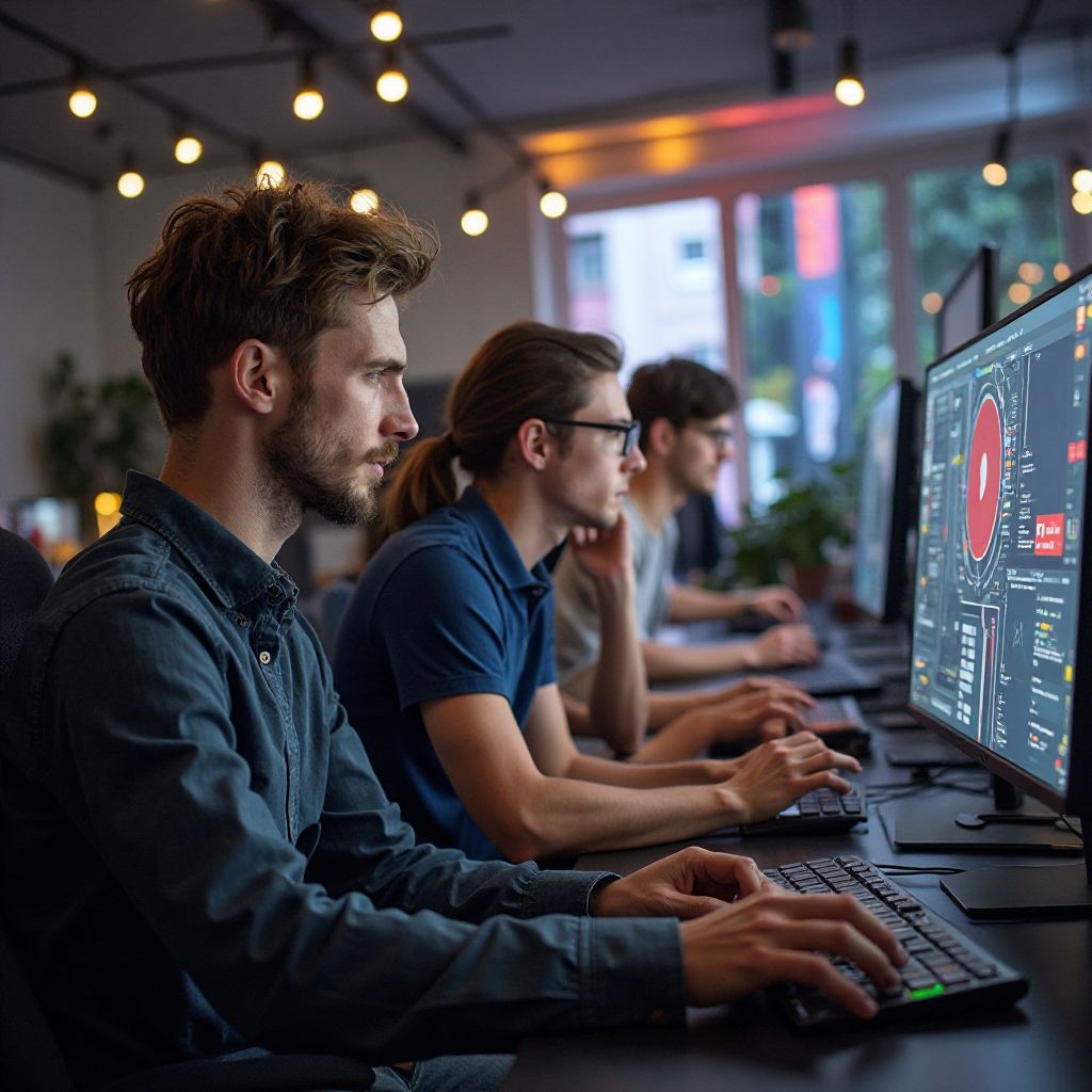 Game developers at work